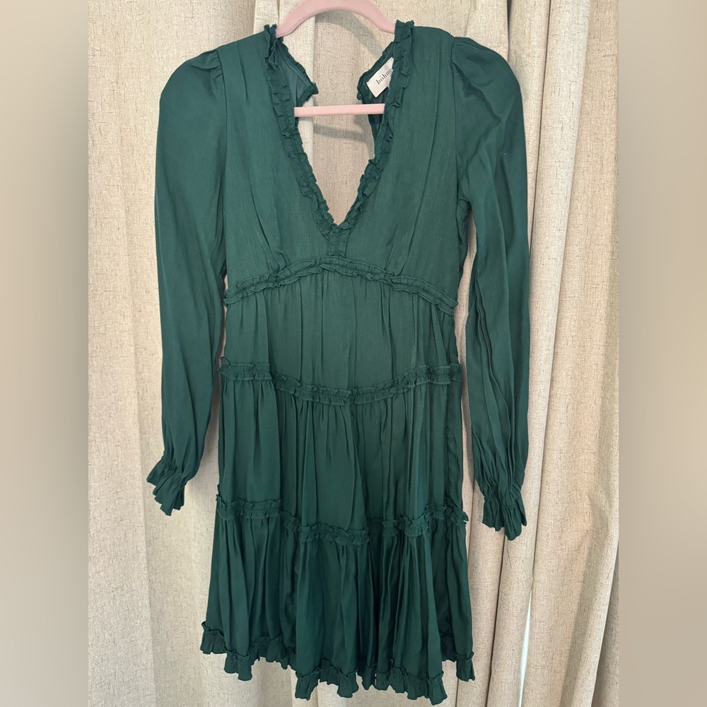 Long Sleeve Dress with Open Back in Hunter Green - Picture 4 of 7